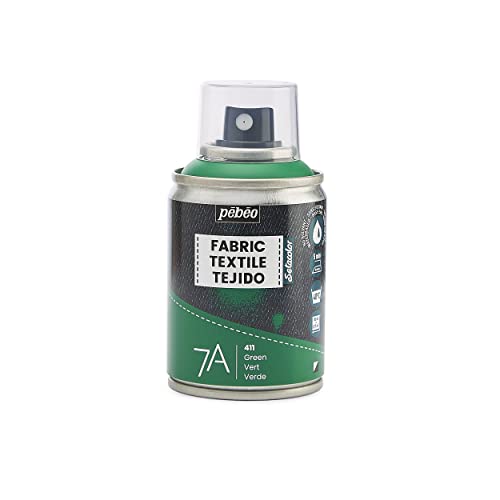 Pébéo - Textilfarbe Spray für Textilien 7A Spray - Natürliche und synthetische Stoffe - Auf Wasserbasis - Lösungsmittelfrei - Waschmaschinenfest - Sprühfarbe für Textilgestaltung - Grün von pebeo