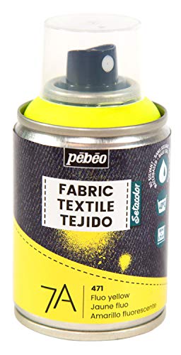 Pébéo - Textilfarbe Spray für Textilien 7A Spray - Natürliche und synthetische Stoffe - Auf Wasserbasis - Lösungsmittelfrei - Waschmaschinenfest - Sprühfarbe für Textilgestaltung - Neon Gelb von pebeo