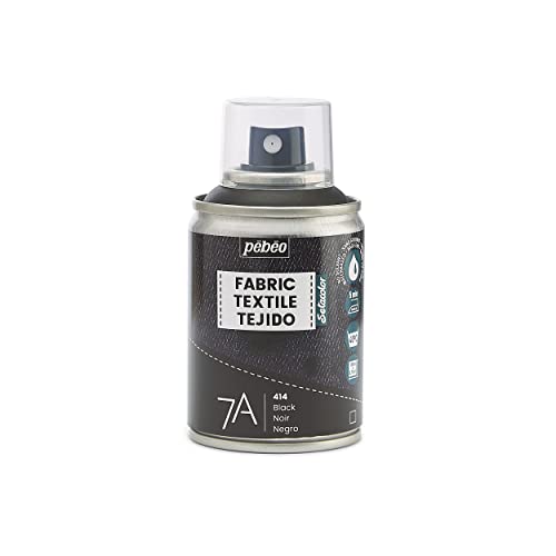 Pébéo - Textilfarbe Spray für Textilien 7A Spray - Natürliche und synthetische Stoffe - Auf Wasserbasis - Lösungsmittelfrei - Waschmaschinenfest - Sprühfarbe für Textilgestaltung - Schwarz von PEBEO