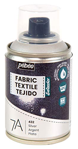 Pébéo - Textilfarbe Spray für Textilien 7A Spray - Natürliche und synthetische Stoffe - Auf Wasserbasis - Lösungsmittelfrei - Waschmaschinenfest - Sprühfarbe für Textilgestaltung - Silber von pebeo