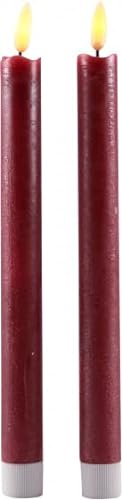 Magic Candle LED Echtwachskerzen Stabkerzen 2er-Set rot 25,5cm Flackermodus BD-10110 ca. 2 cm im Durchmesser (creme) (rot) von peha