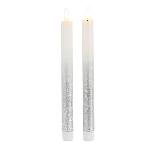 peha Magic Candle LED Echtwachskerzen Stabkerzen 2er-Set silber/fading 25,5cm Flackermodus BD-10145 ca. 2 cm im Durchmesser (silber/fading) von peha