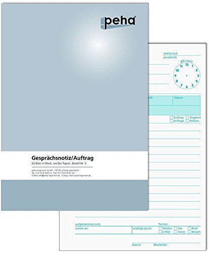 peha Gesprächsnotizen - Notizblock A5, oben verleimt, 10 Blöcke á 50 Blatt peha Gesprächsnotizen - Notizblock A5, oben verleimt, 10 Blöcke á 50 Blatt von peha