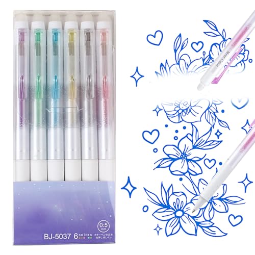 Radierbarer Kugelschreiber Set (6 Stück), Gelschreiber 0,7mm blau radierbar, Für Studenten Geschenk, Schulsachen Schul Bürobedarf, 15.2 * 6.7cm, Blau von peiqiup