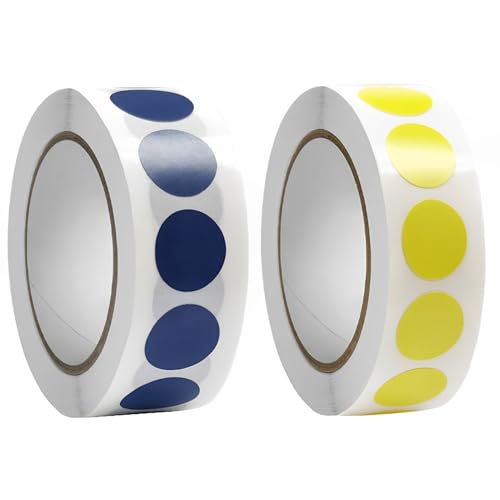 Runde Aufkleber (2000 Stück), 13mm Runde Aufkleber, Blau*1000+Gelb*1000, Punktaufkleber für DIY, Für farbkodierungsetikett für Büro, Geschäft, Zuhause, Klassenzimmer von peiqiup