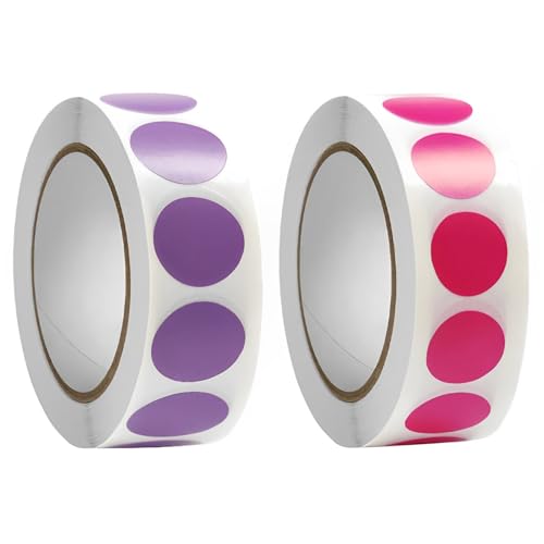 Runde Aufkleber (2000 Stück), 13mm Runde Aufkleber, Rosa*1000+ Lila*1000, Punktaufkleber für DIY, Für farbkodierungsetikett für Büro, Geschäft, Zuhause, Klassenzimmer von peiqiup