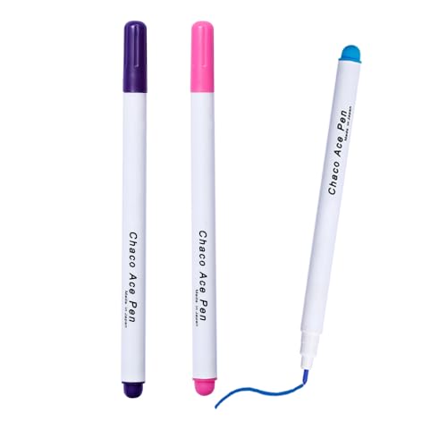Wasser Löschbaren Markierstifte (3 Stück), Wasserlöslicher Stift für Stoff, Verschwinden Tinte Stoff Markierstifte, Für Schneider und Handwerker, Länge 15.2cm, 3 Farben von peiqiup