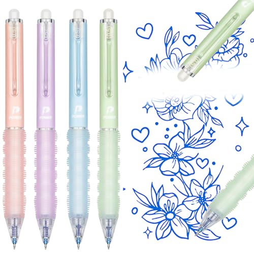 peiqiup Radierbarer Kugelschreiber Set (4 Stück), einziehbare Radierbarer Stift, Für Studenten Geschenk, Schulsachen Schul Bürobedarf, 14.5 * 1.9cm, Schwarz von peiqiup