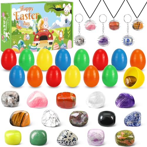 Ostergeschenke für Kinder, 15 Ostereier gefüllt mit Kristallen, 3 DIY-Schlüsselanhänger, 3 DIY-Halsketten - Stein-Sammlungs-Set. Perfekte Partygeschenke, die Spaß und Bildung für Jungen und Mädchen Ostergeschenke für Kinder, 15 Ostereier gefüllt mit Kristallen, 3 DIY-Schlüsselanhänger, 3 DIY-Halsketten - Stein-Sammlungs-Set. Perfekte Partygeschenke, die Spaß und Bildung für Jungen und Mädchen von peiranup