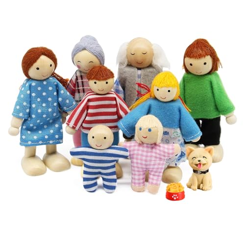 Peiyee 8 Stück Puppenhaus Puppen Familie Set Mit Hund, Holzfiguren, Puppenfamilien Für Kinder Spielhaus Geschenk Peiyee 8 Stück Puppenhaus Puppen Familie Set Mit Hund, Holzfiguren, Puppenfamilien Für Kinder Spielhaus Geschenk von peiyee