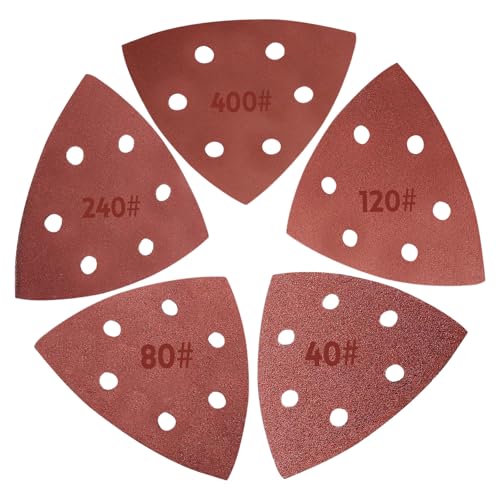 peiyee 100 Stück Deltaschleifer Schleifpapier Dreieckschleifer, Schleifpapier 93mm Klett Set mit 40/80/120/240/400 Körnung, Je 20 Blatt, Deltaschleifer Schleifpapier für Schleifdreiecke 93x93x93mm peiyee 100 Stück Deltaschleifer Schleifpapier Dreieckschleifer, Schleifpapier 93mm Klett Set mit 40/80/120/240/400 Körnung, Je 20 Blatt, Deltaschleifer Schleifpapier für Schleifdreiecke 93x93x93mm von peiyee