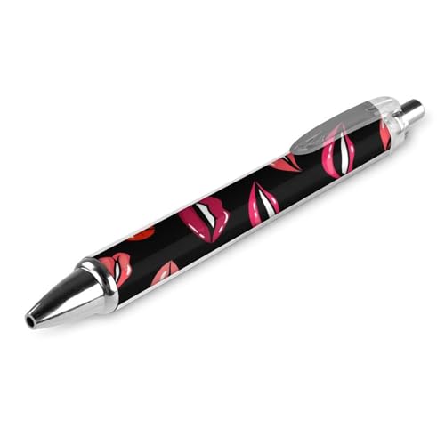 Klassischer Kugelschreiber für Bürobedarf, Valentinstag, rote Lippen, schwarz, 0,5 mm, feine Spitze, schwarze Tinte, glatter Schreibstift Klassischer Kugelschreiber für Bürobedarf, Valentinstag, rote Lippen, schwarz, 0,5 mm, feine Spitze, schwarze Tinte, glatter Schreibstift von peiyeety