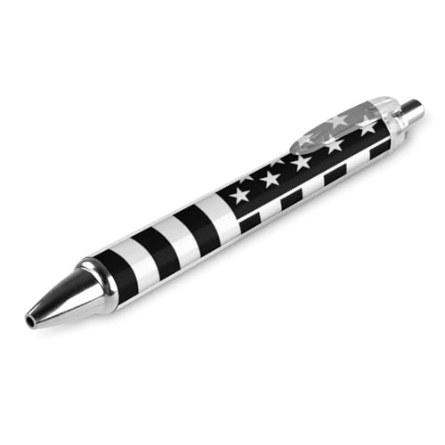 Klassischer Kugelschreiber für Bürobedarf, amerikanische Flagge, patriotisches USA-Linienmuster, schwarz-weiß, 0,5 mm feine Spitze, schwarze Tinte, glatter Schreibstift Klassischer Kugelschreiber für Bürobedarf, amerikanische Flagge, patriotisches USA-Linienmuster, schwarz-weiß, 0,5 mm feine Spitze, schwarze Tinte, glatter Schreibstift von peiyeety