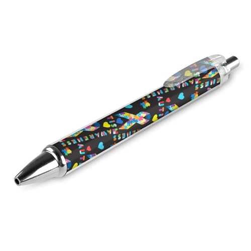 Klassischer Kugelschreiber für Bürobedarf, buntes Puzzle, Autismus-Bewusstsein, schwarz, 0,5 mm, feine Spitze, schwarze Tinte, glatter Schreibstift Klassischer Kugelschreiber für Bürobedarf, buntes Puzzle, Autismus-Bewusstsein, schwarz, 0,5 mm, feine Spitze, schwarze Tinte, glatter Schreibstift von peiyeety