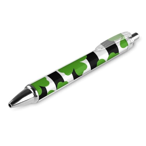 Klassischer Kugelschreiber für Bürobedarf, grünes Kleeblatt, schwarz-weiß gestreift, 0,5 mm feine Spitze, schwarze Tinte, glatter Schreibstift Klassischer Kugelschreiber für Bürobedarf, grünes Kleeblatt, schwarz-weiß gestreift, 0,5 mm feine Spitze, schwarze Tinte, glatter Schreibstift von peiyeety