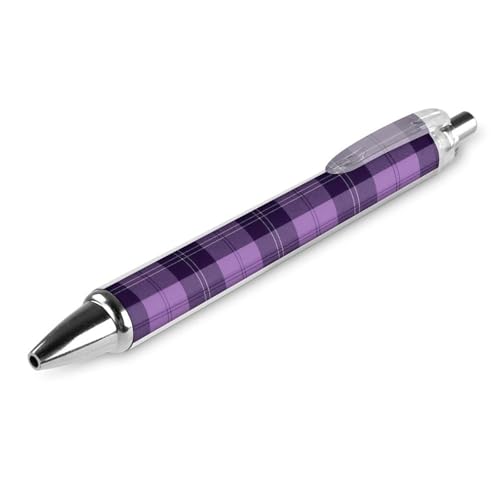 Kugelschreiber mit klassischem Bürobedarf, lilafarbenes Schottenkaro-Muster, 0,5 mm feine Spitze, schwarze Tinte, glatter Schreibstift Kugelschreiber mit klassischem Bürobedarf, lilafarbenes Schottenkaro-Muster, 0,5 mm feine Spitze, schwarze Tinte, glatter Schreibstift von peiyeety