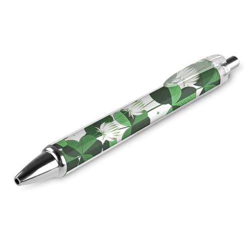 Niedlicher Büro-Kugelschreiber, Unisex, 0,5 mm feine Spitze, schwarze Tinte, glatter Schreibstift, grüne Kleeblätter, weiße Blumen Niedlicher Büro-Kugelschreiber, Unisex, 0,5 mm feine Spitze, schwarze Tinte, glatter Schreibstift, grüne Kleeblätter, weiße Blumen von peiyeety