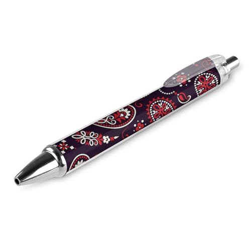 Niedlicher Büro-Kugelschreiber, Unisex, 0,5 mm feine Spitze, schwarze Tinte, glatter Schreibstift, rotes Paisleymuster Niedlicher Büro-Kugelschreiber, Unisex, 0,5 mm feine Spitze, schwarze Tinte, glatter Schreibstift, rotes Paisleymuster von peiyeety