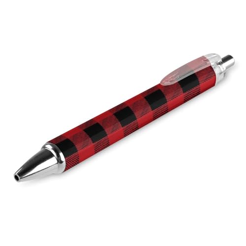 Schnelltrocknender Bürostift, 0,5 mm feine Spitze, schwarze Tinte, glattes Schreiben, Kugelschreiber, rot-schwarzes Karomuster Schnelltrocknender Bürostift, 0,5 mm feine Spitze, schwarze Tinte, glattes Schreiben, Kugelschreiber, rot-schwarzes Karomuster von peiyeety