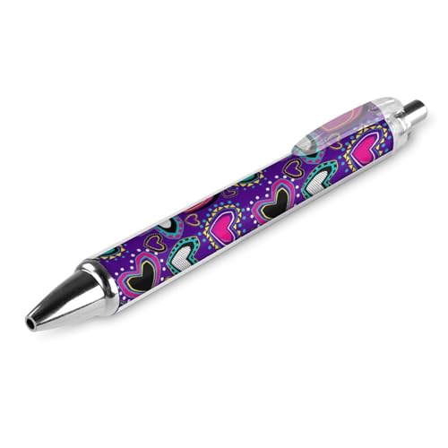 Schnelltrocknender Bürostift, Girls Love Hearts Dots Boho Style Lila 0,5 mm feine Spitze Schwarze Tinte Kugelschreiber mit sanftem Schreibgefühl Schnelltrocknender Bürostift, Girls Love Hearts Dots Boho Style Lila 0,5 mm feine Spitze Schwarze Tinte Kugelschreiber mit sanftem Schreibgefühl von peiyeety