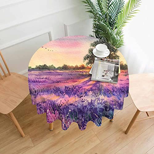 Sonnenuntergang Lavendelfeld Violetter Hintergrund Runde Tischdecke 60 Zoll Frankreich Provence Banner Duftende Blumen Tischdecke Schutz für Urlaub, Party, Hochzeit, Geburtstag, Bankettdekoration Sonnenuntergang Lavendelfeld Violetter Hintergrund Runde Tischdecke 60 Zoll Frankreich Provence Banner Duftende Blumen Tischdecke Schutz für Urlaub, Party, Hochzeit, Geburtstag, Bankettdekoration von peiyeety