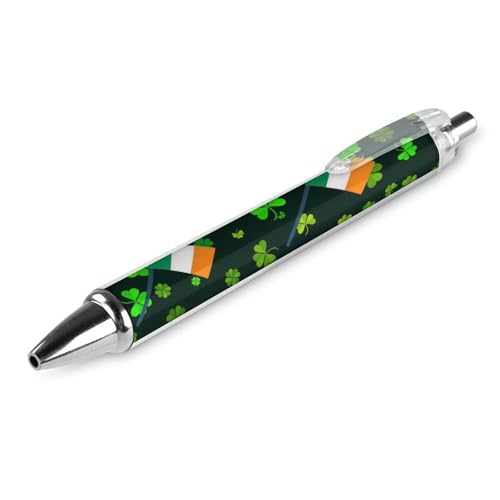 peiyeety Herren-Kugelschreiber mit glattem Schreibgefühl, hochwertiger Druckkugelschreiber mit schnelltrocknender Tinte, St. Patrick's Day, grünes Kleeblatt und irische Irland-Flagge, Schwarz peiyeety Herren-Kugelschreiber mit glattem Schreibgefühl, hochwertiger Druckkugelschreiber mit schnelltrocknender Tinte, St. Patrick's Day, grünes Kleeblatt und irische Irland-Flagge, Schwarz von peiyeety