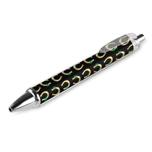 peiyeety Herren-Kugelschreiber mit glattem Schreibgefühl, hochwertiger Druckkugelschreiber mit schnelltrocknender Tinte, goldenes Hufeisen-Kleeblatt-Muster, Schwarz peiyeety Herren-Kugelschreiber mit glattem Schreibgefühl, hochwertiger Druckkugelschreiber mit schnelltrocknender Tinte, goldenes Hufeisen-Kleeblatt-Muster, Schwarz von peiyeety