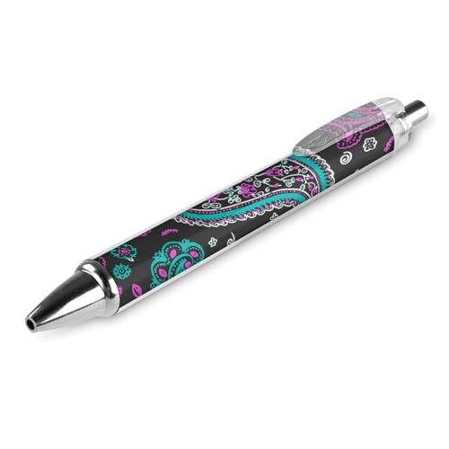 peiyeety Klassischer Kugelschreiber mit feiner Spitze, 0,5 mm, schwarze Tinte, glattes Schreiben, Bürobedarf, Stift, Paisley-Blumen, Blumenmuster von peiyeety
