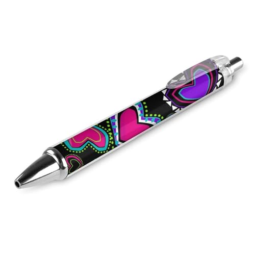 peiyeety Klassischer Kugelschreiber mit feiner Spitze, 0,5 mm, schwarze Tinte, glattes Schreiben, Bürobedarf, Stift, bunte Liebesherzen, Boho-Stil, Schwarz peiyeety Klassischer Kugelschreiber mit feiner Spitze, 0,5 mm, schwarze Tinte, glattes Schreiben, Bürobedarf, Stift, bunte Liebesherzen, Boho-Stil, Schwarz von peiyeety