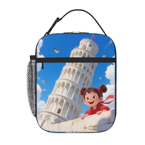 peiyeety Lunchbox mit süßem Mädchen mit Doppelbrötchen in der Nähe des Schiefen Turms von Pisa, wiederverwendbar, auslaufsicher, tragbar, isoliert, Lunchtasche für Picknick, Büro, Wandern, Angeln peiyeety Lunchbox mit süßem Mädchen mit Doppelbrötchen in der Nähe des Schiefen Turms von Pisa, wiederverwendbar, auslaufsicher, tragbar, isoliert, Lunchtasche für Picknick, Büro, Wandern, Angeln von peiyeety