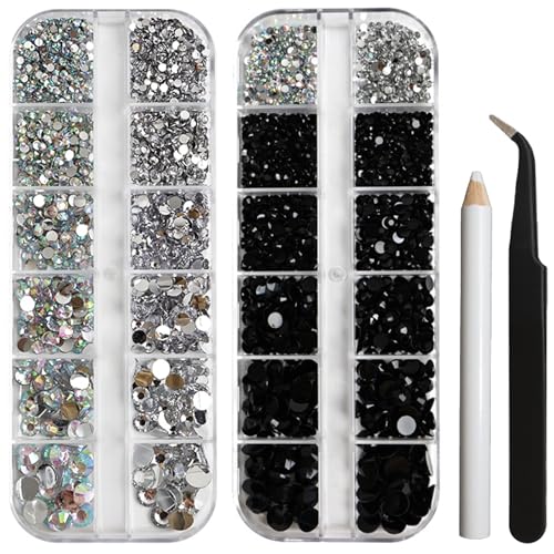 4320 Stück Strasssteine, Schwarz und Kristall Weiss nageldesign Kristallrhinestones, 5 Größen Glitzersteine Transparenter Runde Strass mit Pinzette Strass Picking Stift Für Nagel Bekleidung DIY 4320 Stück Strasssteine, Schwarz und Kristall Weiss nageldesign Kristallrhinestones, 5 Größen Glitzersteine Transparenter Runde Strass mit Pinzette Strass Picking Stift Für Nagel Bekleidung DIY von pekifaves