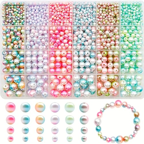 pekifaves 1890 Stück Perlen für Armbänder, 4/6/8/10 mm 6 Farben Glasperlen zum Auffädeln Set, runde Bunte Perlen zum Auffädeln, Schmuck Selber Machen, Basteln für Erwachsene pekifaves 1890 Stück Perlen für Armbänder, 4/6/8/10 mm 6 Farben Glasperlen zum Auffädeln Set, runde Bunte Perlen zum Auffädeln, Schmuck Selber Machen, Basteln für Erwachsene von pekifaves