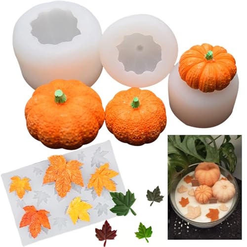pekifaves 4 Stück Silikonform Kürbis Ahornblatt, Kürbis Harz Formen, 3D-Kürbis-Silikonformen für Kerzen, Herbst Halloween Thanksgiving Kerzenform Gießformen für DIY Kerzen, Seifen, Kunsthandwerk pekifaves 4 Stück Silikonform Kürbis Ahornblatt, Kürbis Harz Formen, 3D-Kürbis-Silikonformen für Kerzen, Herbst Halloween Thanksgiving Kerzenform Gießformen für DIY Kerzen, Seifen, Kunsthandwerk von pekifaves