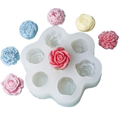 pekifaves Silikonform Blumen, Kerzen Formen Silikon Rosen Nelke Pfingstrose Silikonformen Gießformen, 3D Rose Mini Blume Kerzen Formen für Seife Schokolade Aromatherapie DIY Dekoration von pekifaves