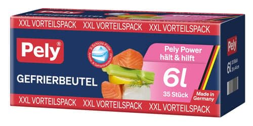 Pely® Gefrierbeutel, 6 Liter, 35 Beutel, Vorteilspack, Rundumschutz für Aroma und Geschmack, made in Germany (6 Liter) von pely