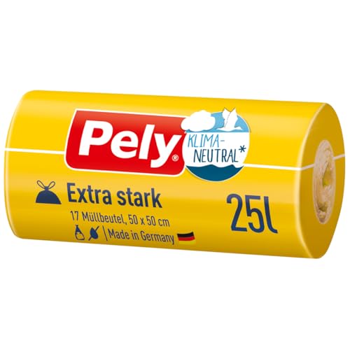 Pely® Klimaneutral Zugband-Beutel Extra-stark, 25 Liter, 17 Stück (17 ks) von pely