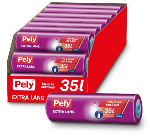 Pely® Zugband-Beutel Anti-Geruch, Vorteilspack, für die Entsorgung von Restmüll (35 Liter extra lang) von pely