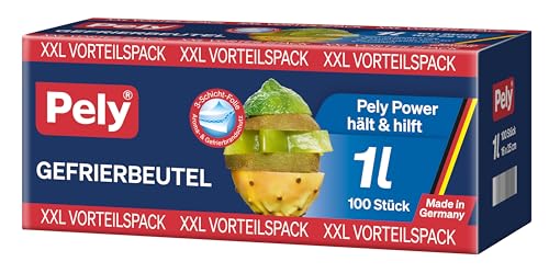Pely Gefrierbeutel 1 Liter Vorteilspack 100 Beutel, Rundumschutz für Aroma und Geschmack, made in Germany (1 Liter) von pely