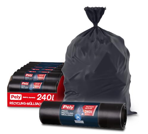 Pely Müllsäcke 240 Liter (6 x 8 Stück) – Robuste Abfallsäcke für professionelle Entsorgung, ideal für Garten, Gewerbe und Baustellen, XXL Vorteilspack von pely