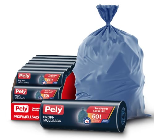 Pely Profi Müllsäcke 60 Liter, Vorteilspack 13 x 15 Stück, Vorteilspack, die sichere Entsorgung für Garten und Bauabfällen (60 L) von pely