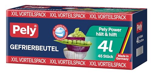 pely 8674 Gefrierbeutel, 4 L, 45 Beutel, Vorteilspack (4 Liter) von pely