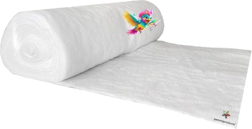 pemmiproducts Patchworkvlies aus Baumwolle 200 g/m², 1,5 m x 10 m, ca. 2 cm dick, Volumenvlies, Polstervlies, Vliesstoff, Polsterwatte, Watte von pemmiproducts