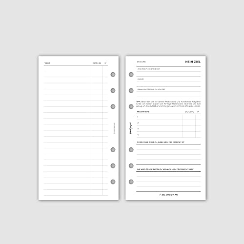 pen & pages® Einlagen "Zielplanung" für Ringplaner - Personal - 6 Löcher - Personal A6 Organizer - 25 Blatt - 9,5 x 17,1 cm von pen & pages