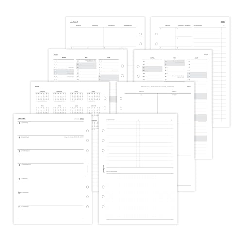 pen & pages® Kalender 2026 "1 Woche eine Seite + ToDo" 1 Woche auf 2 Seiten DIN A5 Kalendereinlage für Ringbuch mit Monatsübersicht Jahresübersicht DACH Feiertagen 6 fach Lochung (All-in-One) von pen & pages