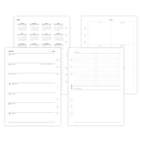 pen & pages® Kalender 2026 "1 Woche eine Seite + ToDo" DIN A5 Kalendereinlage für Ringbuch mit DACH Feiertagen und Jahresübersicht 6 fach Lochung von pen & pages