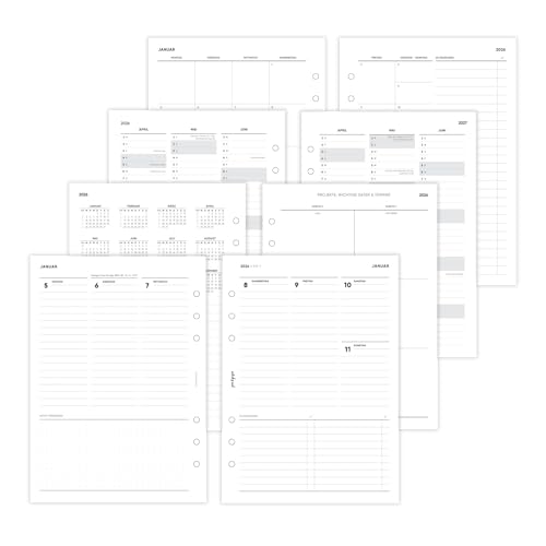 pen & pages® Kalender 2026 "Spalten + ToDo" 1 Woche auf 2 Seiten DIN A5 Kalendereinlage für Ringbuch mit Monatsübersicht Jahresübersicht DACH Feiertagen 6 fach Lochung (All-in-One) von pen & pages