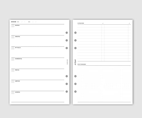 pen & pages® Kalender undatiert - Din A5-6 Löcher - A5 Organizer, Kalendereinlagen, Wochenkalender, Terminkalender, 14,8 x 21 cm … (1W1S) von pen & pages
