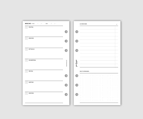 pen & pages® Kalender undatiert - Personal - 6 Löcher - A6 Organizer, Kalendereinlagen, Wochenkalender, Terminkalender, 9,5 x 17,1 cm (1W1S) von pen & pages