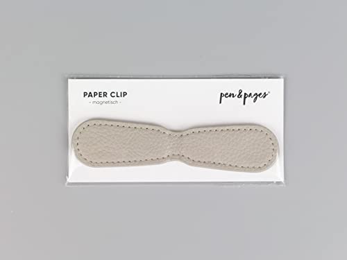 pen & pages® Magnetischer Paper Clip aus Kunstleder - Lesezeichen - Büroklammer (Grau) von pen & pages