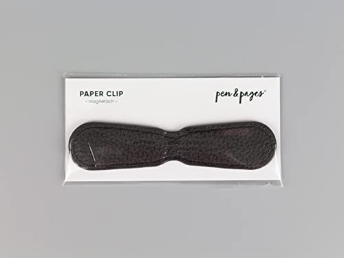 pen & pages® Magnetischer Paper Clip aus Kunstleder - Lesezeichen - Büroklammer (schwarz) von pen & pages